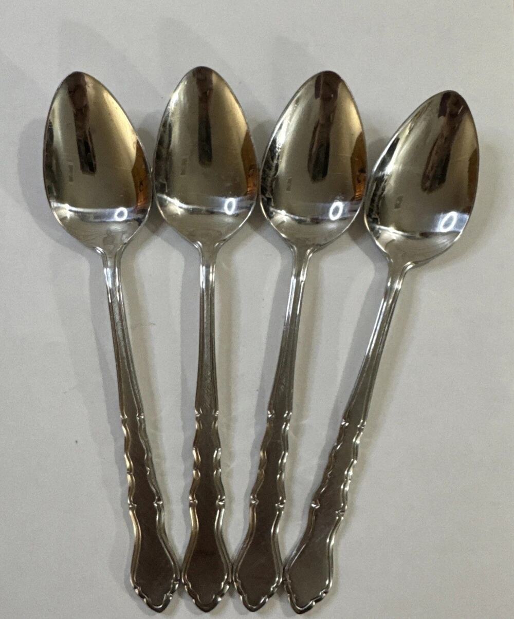 Lot of 4 Vintage MCM Estia ESI14 7.5” Stainless Steel Tablespoons
